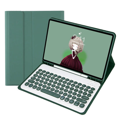 YT11B Detachable Candy Color Skin Feel Texture Round Keycap Bluetooth Keyboard Leather Case For iPad Air 4 2020 / Air 5 2022 / Pro 11 inch 2022 / 2021 / 2020 / 2018(White Ice), For iPad Air 11 2024 / 2025 / Air 2020 10.9                                ...