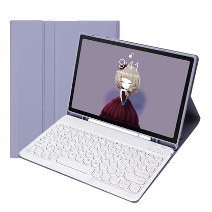 YT11B Detachable Candy Color Skin Feel Texture Round Keycap Bluetooth Keyboard Leather Case For iPad Air 4 2020 / Air 5 2022 / Pro 11 inch 2022 / 2021 / 2020 / 2018(White Ice), For iPad Air 11 2024 / 2025 / Air 2020 10.9                                ...
