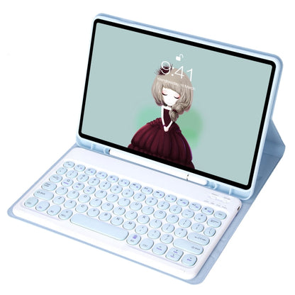 YT11B Detachable Candy Color Skin Feel Texture Round Keycap Bluetooth Keyboard Leather Case For iPad Air 4 2020 / Air 5 2022 / Pro 11 inch 2022 / 2021 / 2020 / 2018(White Ice), For iPad Air 11 2024 / 2025 / Air 2020 10.9                                ...