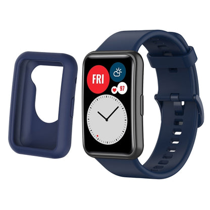 For Huwei Watch Fit Protective Silicone Case + Silicone Watchband Kit