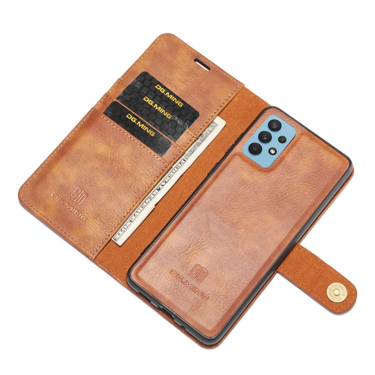 DG.MING Crazy Horse Texture Flip Detachable Magnetic Leather Case with Holder & Card Slots & Wallet, For Samsung Galaxy A32 4G