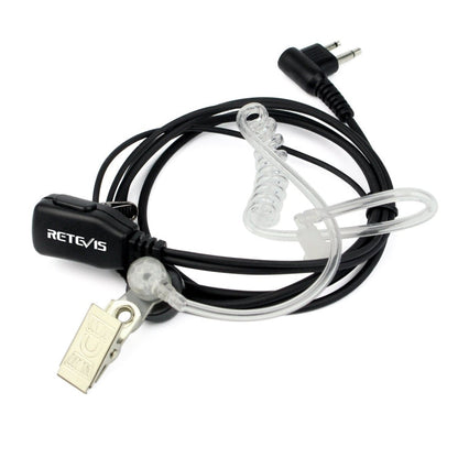 RETEVIS C9025 M 2 Pin PTT Air guide Noise Reduction Covert Acoustic Tube Earphone Microphone, C9025