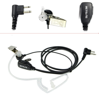 RETEVIS C9025 M 2 Pin PTT Air guide Noise Reduction Covert Acoustic Tube Earphone Microphone, C9025