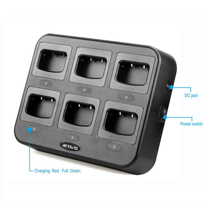 RETEVIS RTC777 Six-Way Walkie Talkie Charger for Retevis H777,, RTC777 AU Plug, RTC777 US Plug, RTC777 EU Plug, RTC777 UK Plug