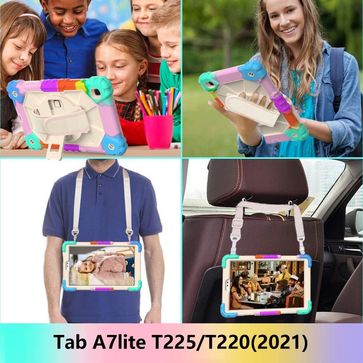 Contrast Color Robot Shockproof Silicon + PC Protective Case with Holder & Shoulder Strap, For Samsung Galaxy Tab A7 Lite T220 / T225