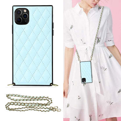 Elegant Rhombic Pattern Microfiber Leather +TPU Shockproof Case with Crossbody Strap Chain, For iPhone XS Max, For iPhone 11, For iPhone 11 Pro, For iPhone 11 Pro Max