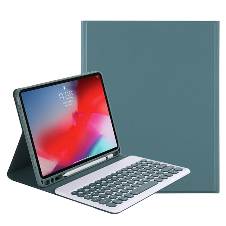 Y-C11B 2021 Detachable Candy Color Skin Texture Round Keycap Bluetooth Keyboard Leather Case with Pen Slot & Stand, For iPad Pro 11 2021 / Air4 / Air5 / Pro 11