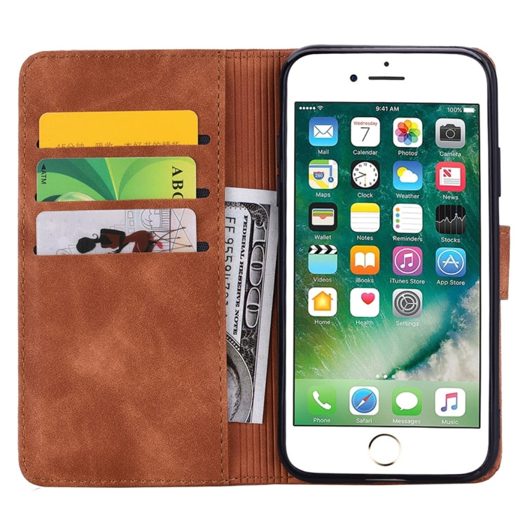 Calf Pattern Diamond Mandala Double Folding Design Embossed Leather Case with Wallet & Holder & Card Slots, For iPhone 7 Plus / 8 Plus