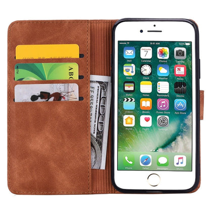 Calf Pattern Diamond Mandala Double Folding Design Embossed Leather Case with Wallet & Holder & Card Slots, For iPhone 7 Plus / 8 Plus