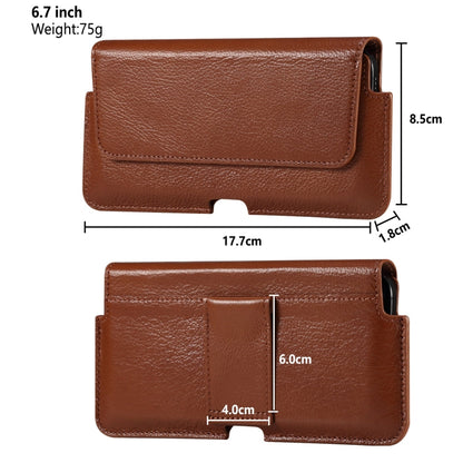 Universal Cow Leather Horizontal Mobile Phone Leather Case Waist Bag For 6.7 inch and Below Phones, For 6.7 inch and Below Phones
