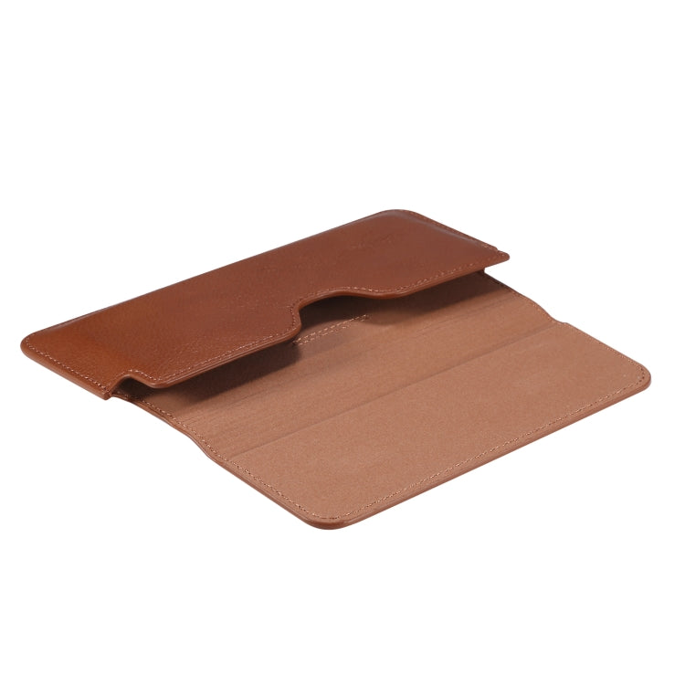 Universal Cow Leather Horizontal Mobile Phone Leather Case Waist Bag For 6.7 inch and Below Phones, For 6.7 inch and Below Phones