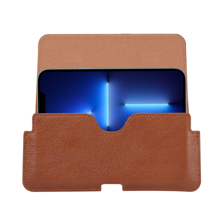 Universal Cow Leather Horizontal Mobile Phone Leather Case Waist Bag For 6.7 inch and Below Phones, For 6.7 inch and Below Phones