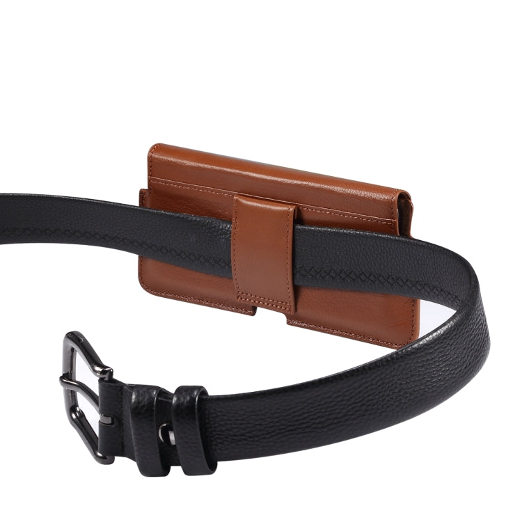 Universal Cow Leather Horizontal Mobile Phone Leather Case Waist Bag For 6.7 inch and Below Phones, For 6.7 inch and Below Phones