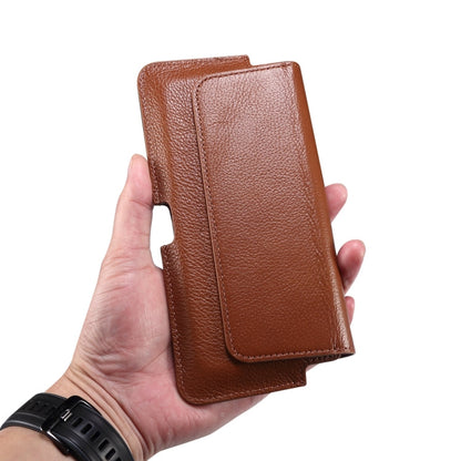 Universal Cow Leather Horizontal Mobile Phone Leather Case Waist Bag For 6.7 inch and Below Phones, For 6.7 inch and Below Phones