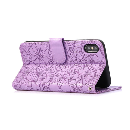 Skin Feel Embossed Sunflower Horizontal Flip Leather Case with Holder & Card Slots & Wallet & Lanyard, For iPhone X / XS, For iPhone XS Max, For iPhone 6 / 6s, For iPhone 6 Plus / 6s Plus