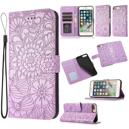 Skin Feel Embossed Sunflower Horizontal Flip Leather Case with Holder & Card Slots & Wallet & Lanyard, For iPhone X / XS, For iPhone XS Max, For iPhone 6 / 6s, For iPhone 6 Plus / 6s Plus