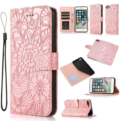 Skin Feel Embossed Sunflower Horizontal Flip Leather Case with Holder & Card Slots & Wallet & Lanyard, For iPhone 7 Plus / 8 Plus, For iPhone 7 / 8 / SE(2020)
