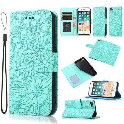 Skin Feel Embossed Sunflower Horizontal Flip Leather Case with Holder & Card Slots & Wallet & Lanyard, For iPhone 7 Plus / 8 Plus, For iPhone 7 / 8 / SE(2020)