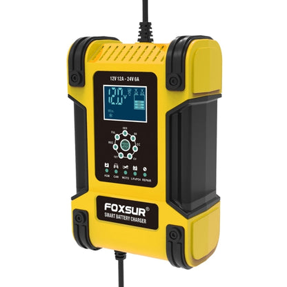 FOXSUR 12A / 12V / 24V Car / Motorcycle 7-stage Lead-acid Battery AGM Charger, 12A, US Plug, 12A, EU Plug, 12A, UK Plug