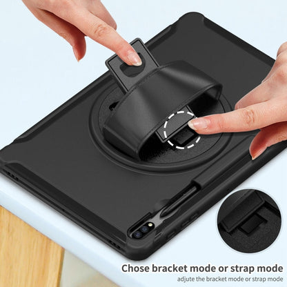 360 Degree Rotation PC+TPU Protective Cover with Holder & Hand Strap, For Samsung Galaxy Tab S7 FE 12.4 inch T730