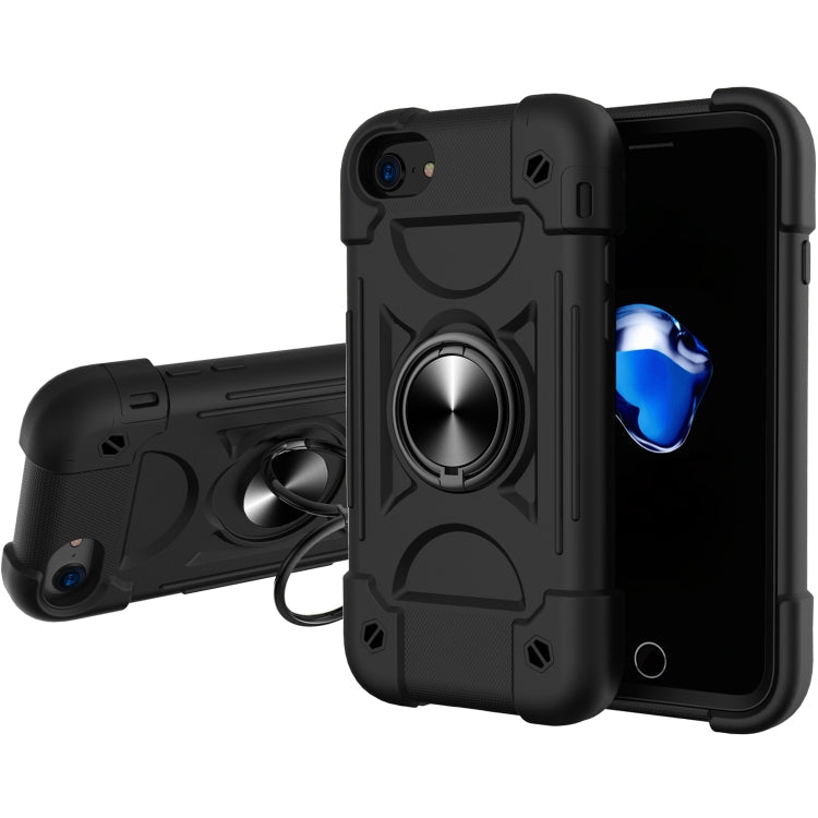 Shockproof Silicone + PC Protective Case with Dual-Ring Holder, For iPhone 6/6s/7/8/SE 2022 / SE 2020, For iPhone 6 Plus/6s Plus/7 Plus/8 Plus