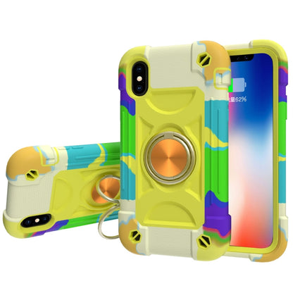 Shockproof Silicone + PC Protective Case with Dual-Ring Holder, For iPhone X / XS, For iPhone XR