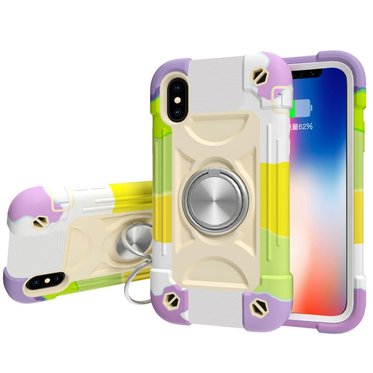 Shockproof Silicone + PC Protective Case with Dual-Ring Holder, For iPhone XS Max, For iPhone 11