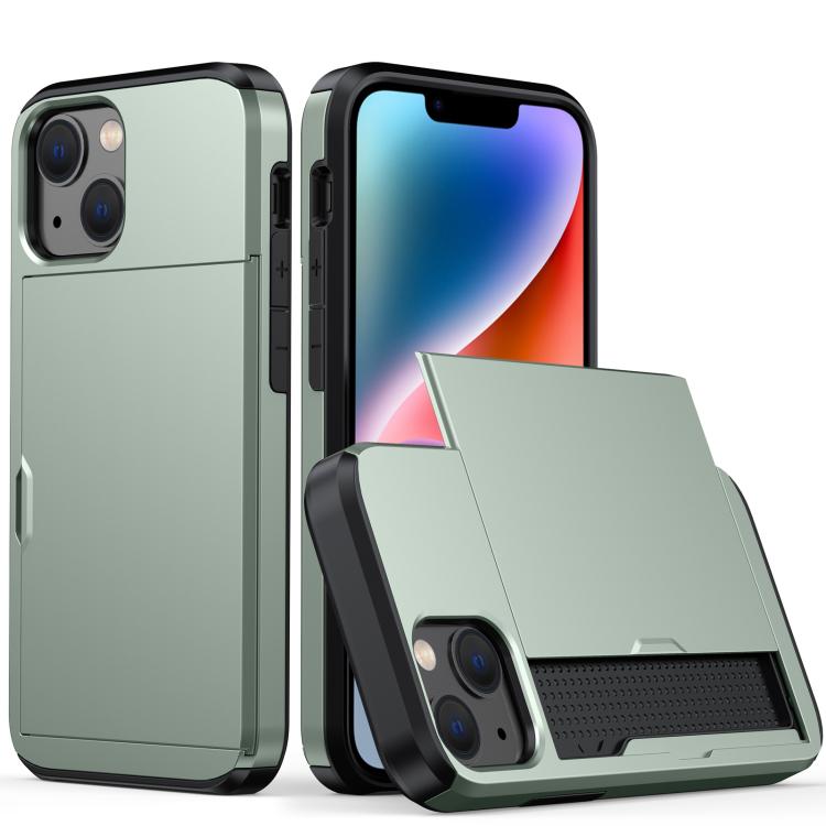 Shockproof Armor Protective Case with Slide Card Slot, For iPhone 13 mini, For iPhone 13
