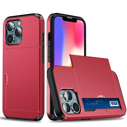 Shockproof Armor Protective Case with Slide Card Slot, For iPhone 13 Pro, For iPhone 13 Pro Max