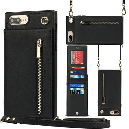 Cross-body Zipper Square TPU+PU Back Cover Case with Holder & Card Slots & Wallet & Strap, For iPhone 8 Plus / 7 Plus, For iPhone 11, For iPhone 11 Pro, For iPhone 11 Pro Max