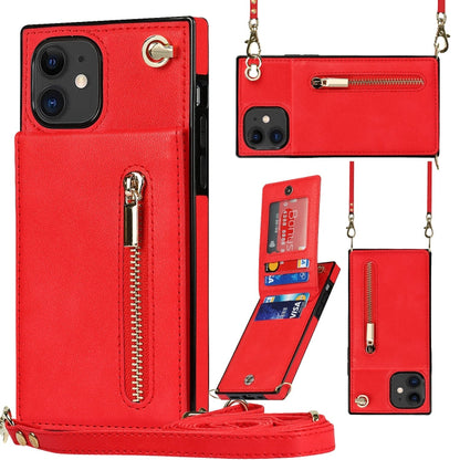 Cross-body Zipper Square TPU+PU Back Cover Case with Holder & Card Slots & Wallet & Strap, For iPhone 8 Plus / 7 Plus, For iPhone 11, For iPhone 11 Pro, For iPhone 11 Pro Max
