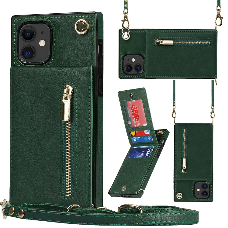 Cross-body Zipper Square TPU+PU Back Cover Case with Holder & Card Slots & Wallet & Strap, For iPhone 8 Plus / 7 Plus, For iPhone 11, For iPhone 11 Pro, For iPhone 11 Pro Max