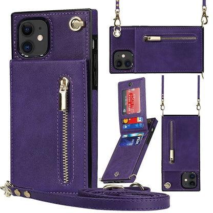 Cross-body Zipper Square TPU+PU Back Cover Case with Holder & Card Slots & Wallet & Strap, For iPhone 8 Plus / 7 Plus, For iPhone 11, For iPhone 11 Pro, For iPhone 11 Pro Max