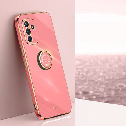 XINLI Straight Edge 6D Electroplate TPU Phone Case with Ring Holder, For Samsung Galaxy A22 4G, For Samsung Galaxy A72 5G, For Samsung Galaxy A82 5G, For Samsung Galaxy A52 5G