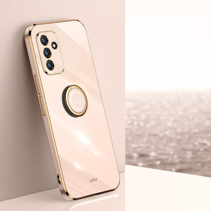 XINLI Straight Edge 6D Electroplate TPU Phone Case with Ring Holder, For Samsung Galaxy A22 4G, For Samsung Galaxy A72 5G, For Samsung Galaxy A82 5G, For Samsung Galaxy A52 5G