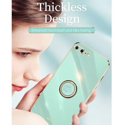 XINLI Straight Edge 6D Electroplate TPU Phone Case with Ring Holder, For iPhone 6 / 6s, For iPhone 6 Plus / 6s Plus, For iPhone 8 Plus / 7 Plus