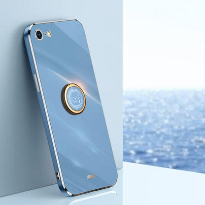 XINLI Straight Edge 6D Electroplate TPU Phone Case with Ring Holder, For iPhone 6 / 6s, For iPhone 6 Plus / 6s Plus, For iPhone 8 Plus / 7 Plus