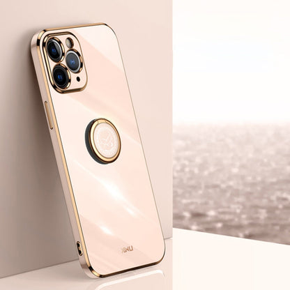 XINLI Straight Edge 6D Electroplate TPU Phone Case with Ring Holder, For iPhone 11 Pro Max, For iPhone 12, For iPhone 12 mini