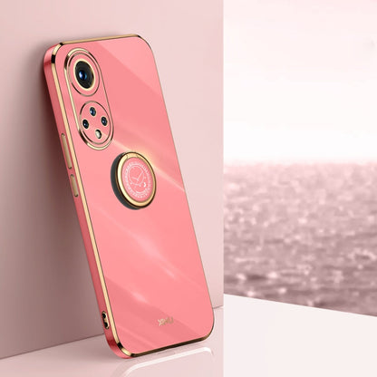 XINLI Straight Edge 6D Electroplate TPU Phone Case with Ring Holder, For Honor 50, For Honor 50 SE, For Honor Play 3