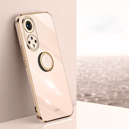 XINLI Straight Edge 6D Electroplate TPU Phone Case with Ring Holder, For Honor 50 Pro