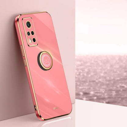 XINLI Straight Edge 6D Electroplate TPU Phone Case with Ring Holder, For Honor Play 5T Youth, For Honor V40 5G, For Honor X10 5G