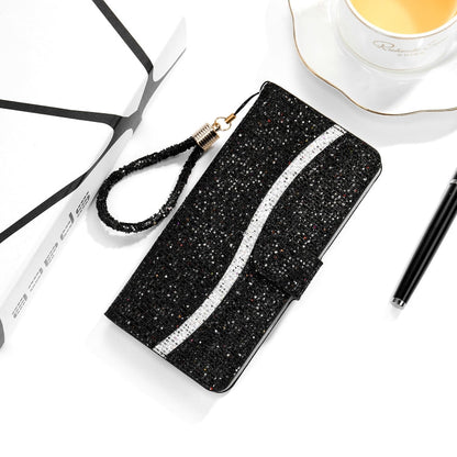 Glitter Powder Horizontal Flip Leather Case with Card Slots & Holder & Lanyard, For iPhone 13 mini, For iPhone 13, For iPhone 13 Pro, For iPhone 13 Pro Max