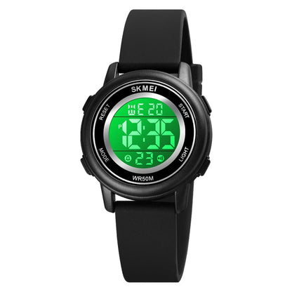 SKMEI 1721 Triplicate Round Dial LED Digital Display Luminous Silicone Strap Electronic Watch