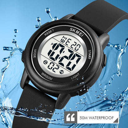 SKMEI 1721 Triplicate Round Dial LED Digital Display Luminous Silicone Strap Electronic Watch