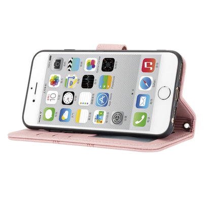 Embossed Striped Magnetic Buckle PU + TPU Horizontal Flip Leather Case with Holder & Card Slot & Wallet & Photo Frame & Sling, For iPhone 8 / 7 / 6, For iPhone 8 Plus / 7 Plus / 6 Plus