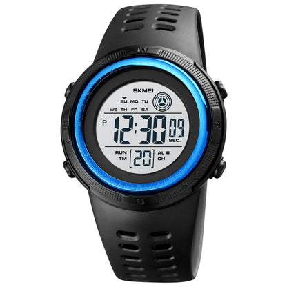 SKMEI 1773 Triplicate Round LED Dual Time Digital Display Colorful Backlight Electronic Watch