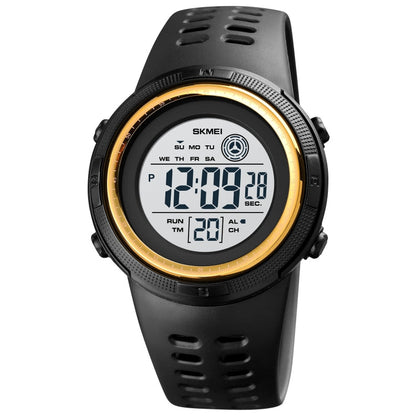 SKMEI 1773 Triplicate Round LED Dual Time Digital Display Colorful Backlight Electronic Watch