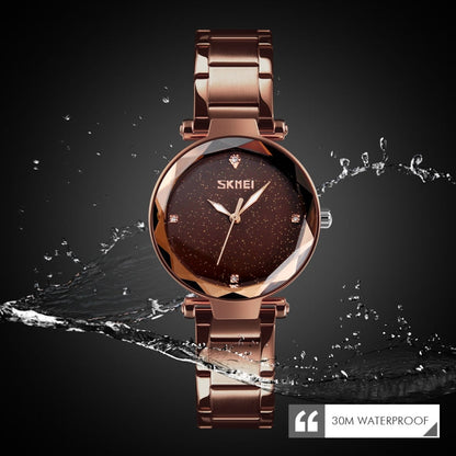 SKMEI 9180 Starry Sky Dial Stainless Steel Strap Quartz Watch for Ladies