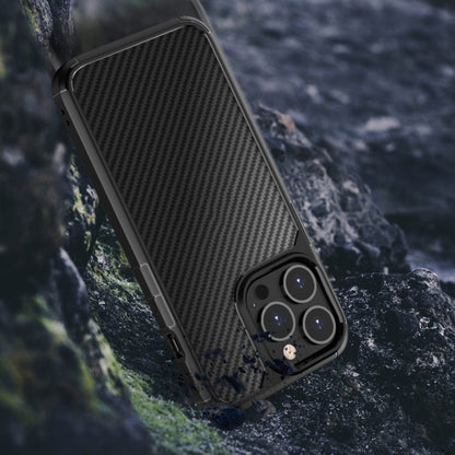Pioneer Carbon Fiber Texture Shockproof TPU + PC Case, For iPhone 13 mini, For iPhone 13 Pro, For iPhone 13 Pro Max