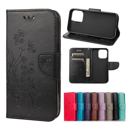 Butterfly Flower Pattern Horizontal Flip Leather Case with Holder & Card Slots & Wallet, For Samsung Galaxy A03s 164mm, For iPhone 13 mini, For iPhone 13